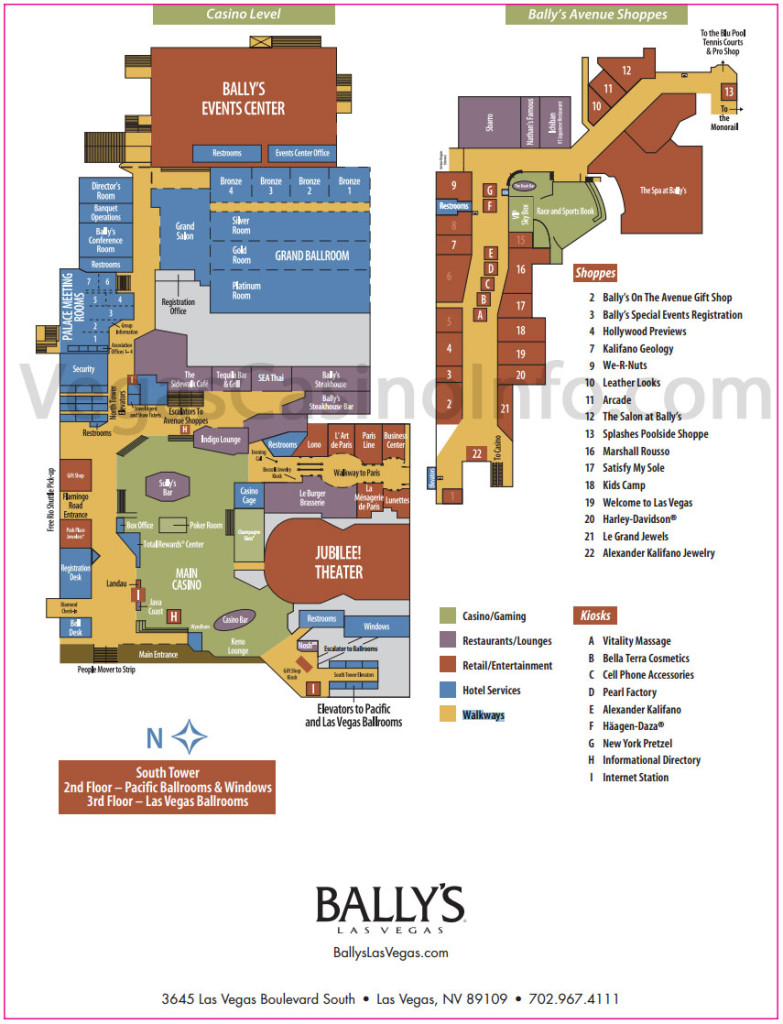 Bally's Property Map Casino and Hotel Layout