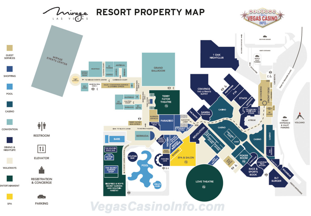 Mirage Map Vegas Casino Info