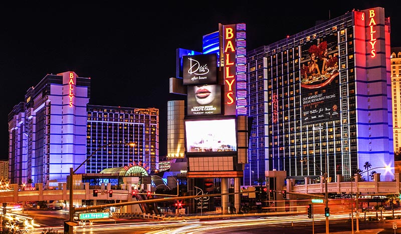 Paris and Bally's, from Bellagio, Las Vegas, Nevada