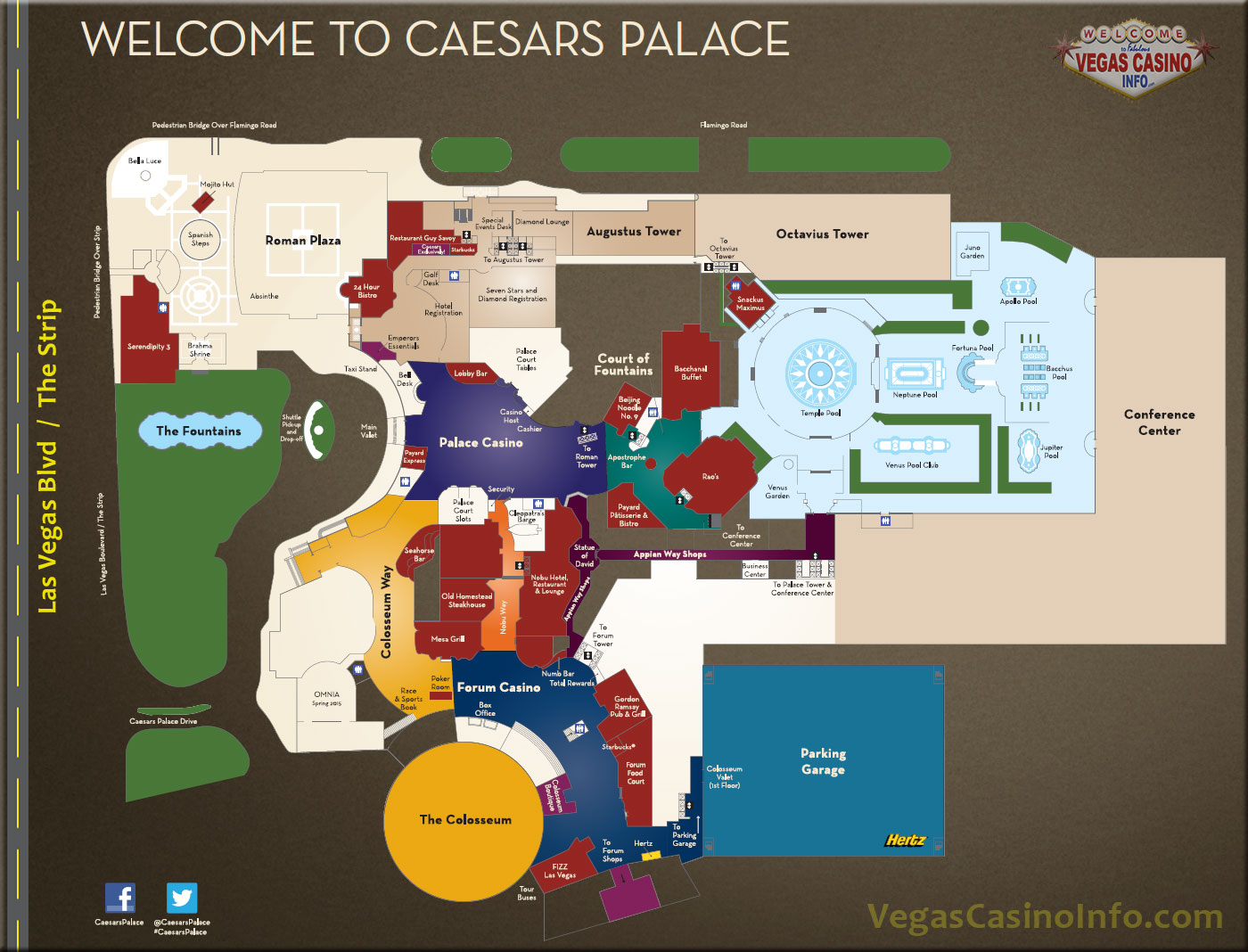 Caesars Property Map Vegas Casino Info